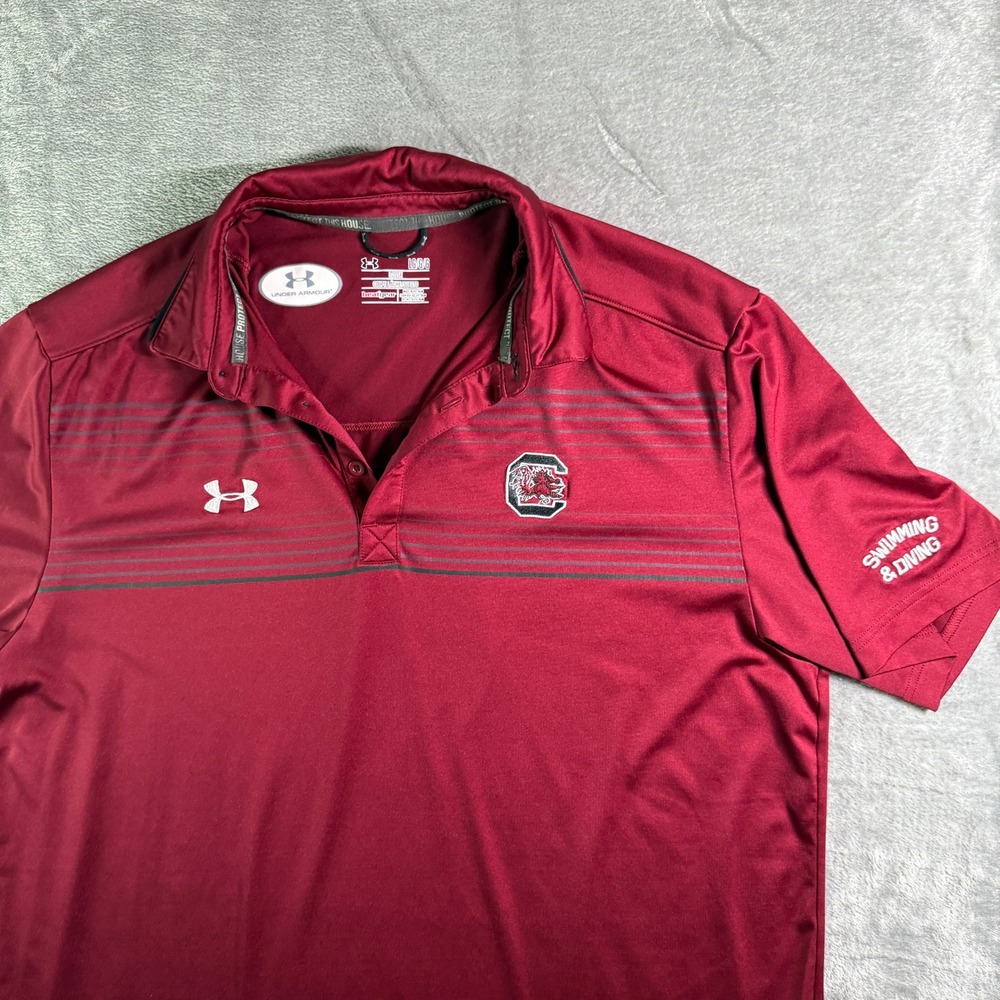 Under Armour South Carolina Polo Shirt Swimming Diving Patch Athletic Top Large